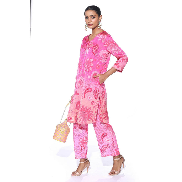 Siddhartha Bansal Rani Pink Floral Co-ord (Set of 2)