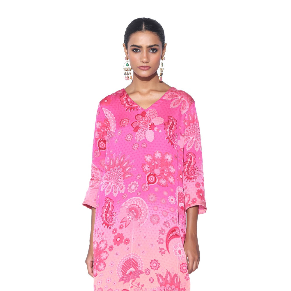 Siddhartha Bansal Rani Pink Floral Co-ord (Set of 2)