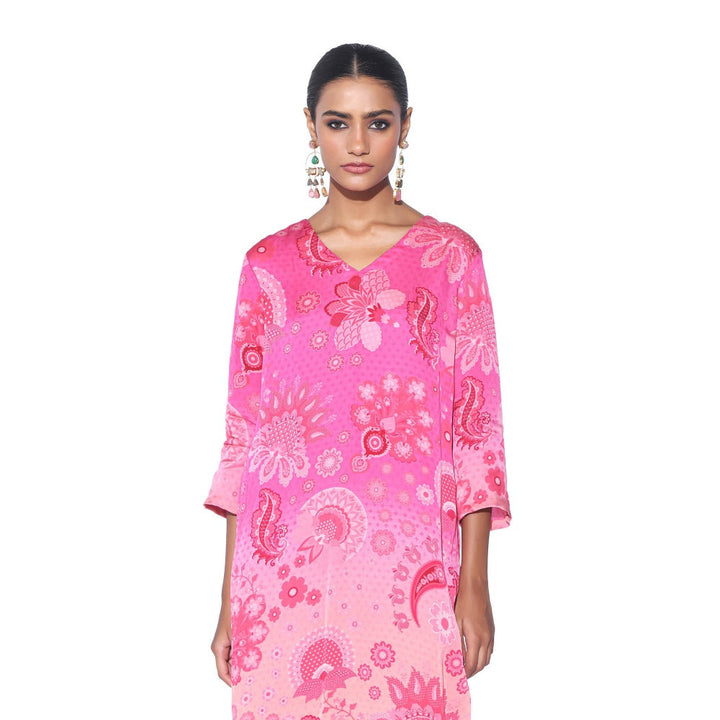 Siddhartha Bansal Rani Pink Floral Co-ord (Set of 2)