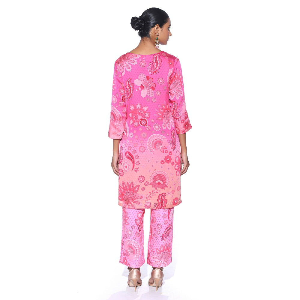 Siddhartha Bansal Rani Pink Floral Co-ord (Set of 2)