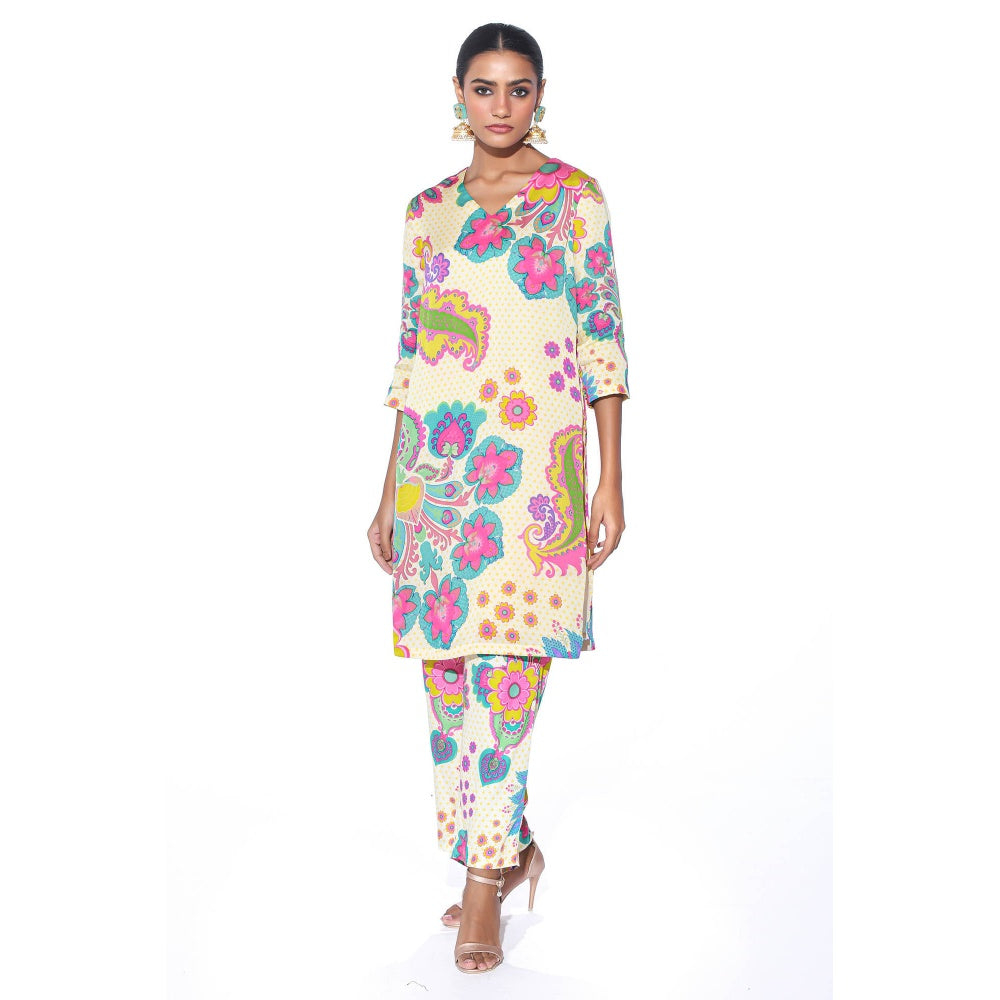 Siddhartha Bansal Blush Cream Floral Co-ord (Set of 2)