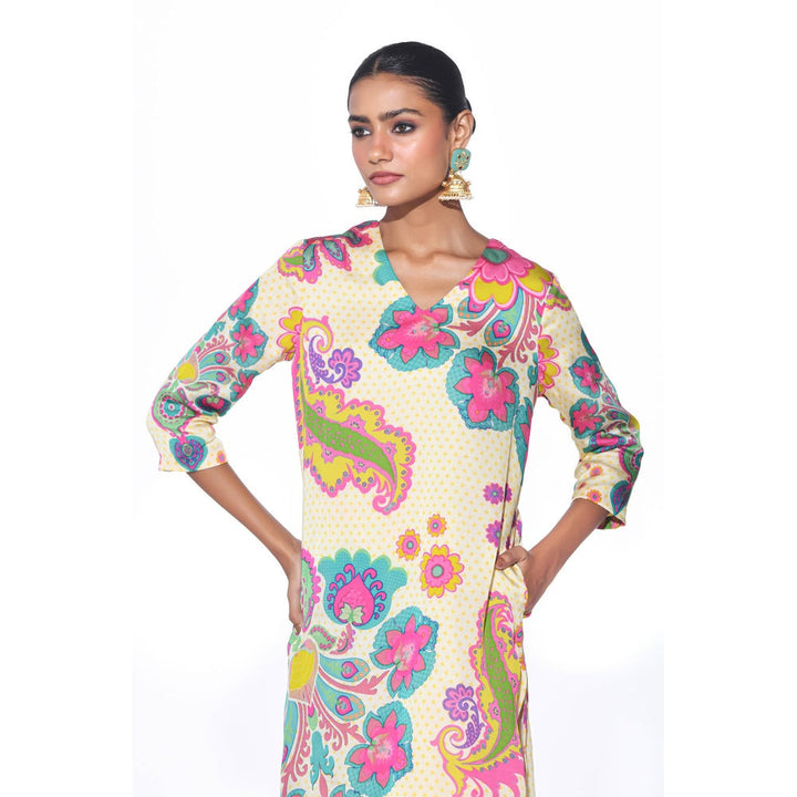 Siddhartha Bansal Blush Cream Floral Co-ord (Set of 2)