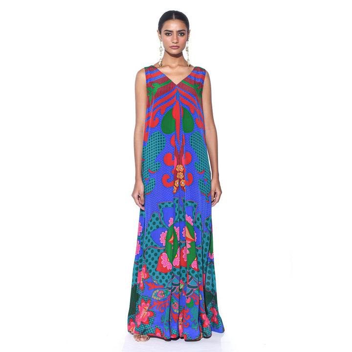 Siddhartha Bansal Electric Blue Royal Printed Jumpsuit