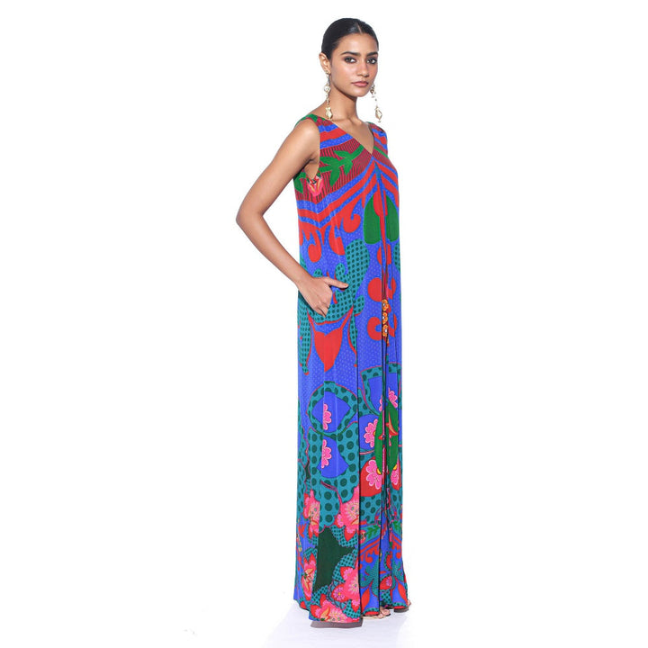 Siddhartha Bansal Electric Blue Royal Printed Jumpsuit