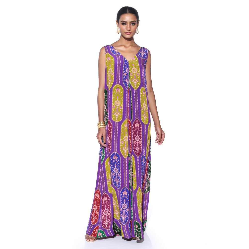 Siddhartha Bansal Violet Royal Printed Jumpsuit