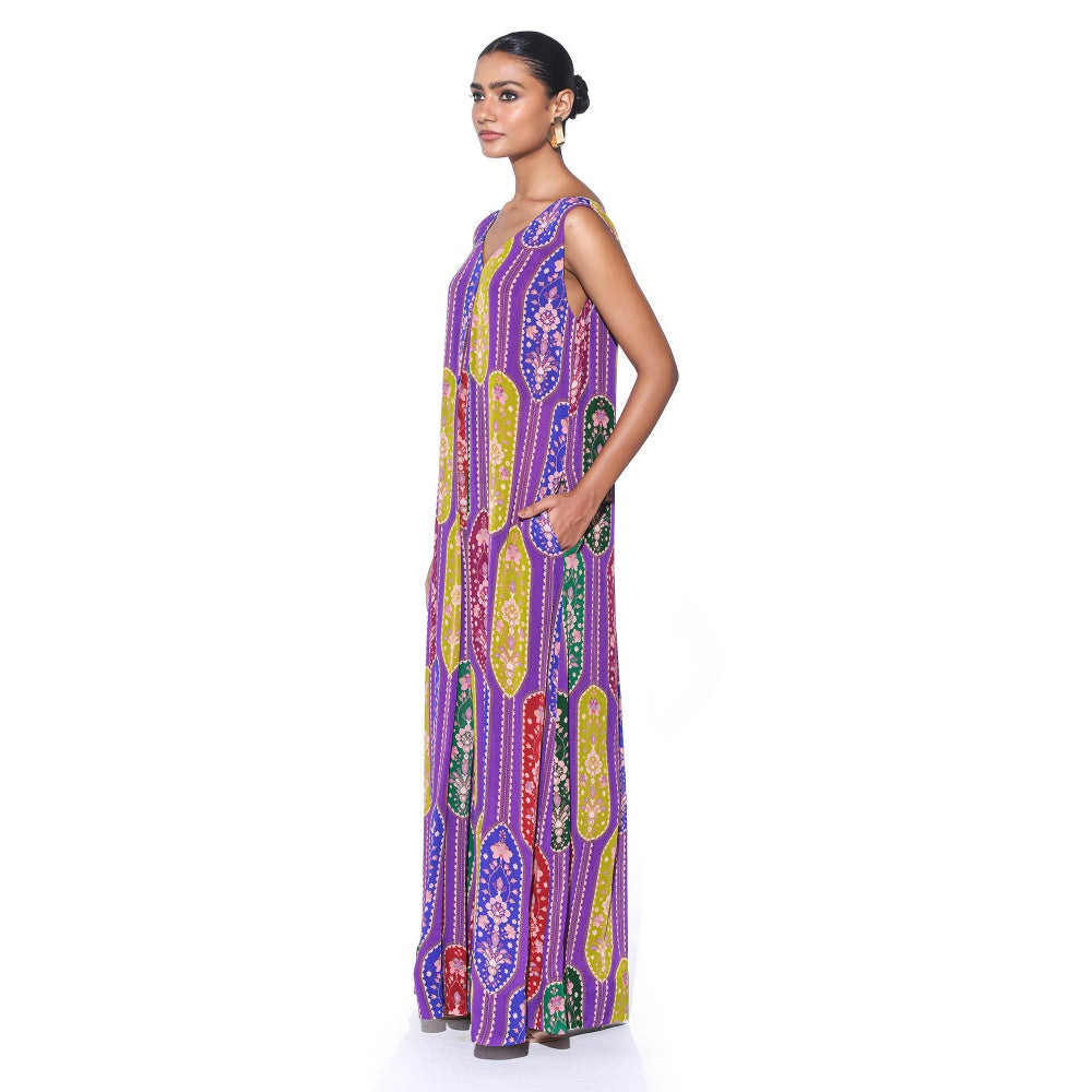 Siddhartha Bansal Violet Royal Printed Jumpsuit