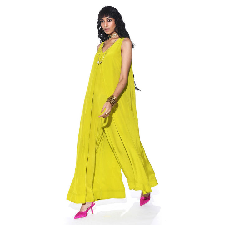 Siddhartha Bansal Lime Green Solid Jumpsuit