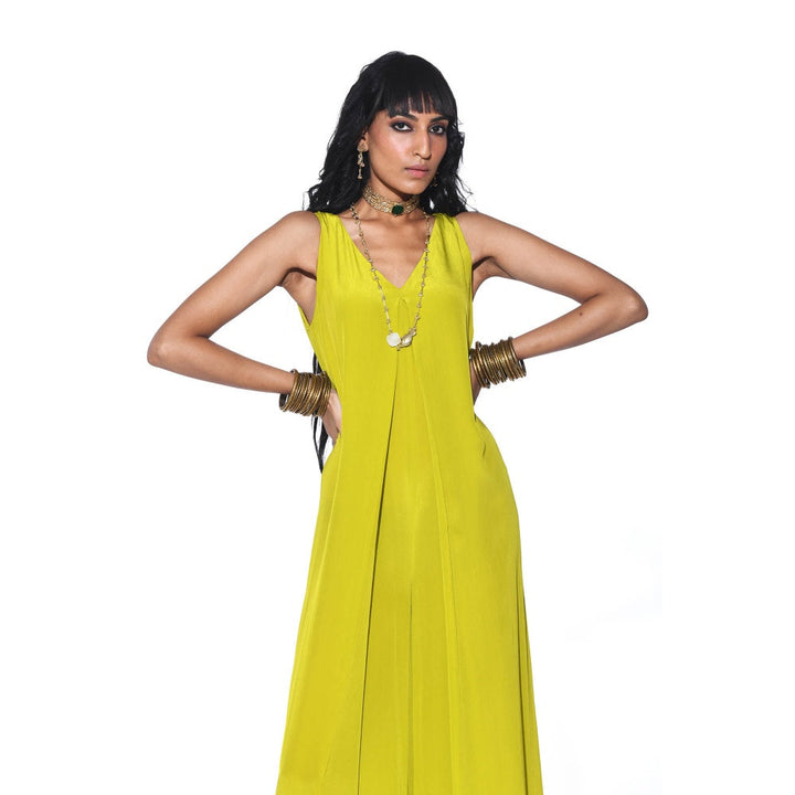 Siddhartha Bansal Lime Green Solid Jumpsuit