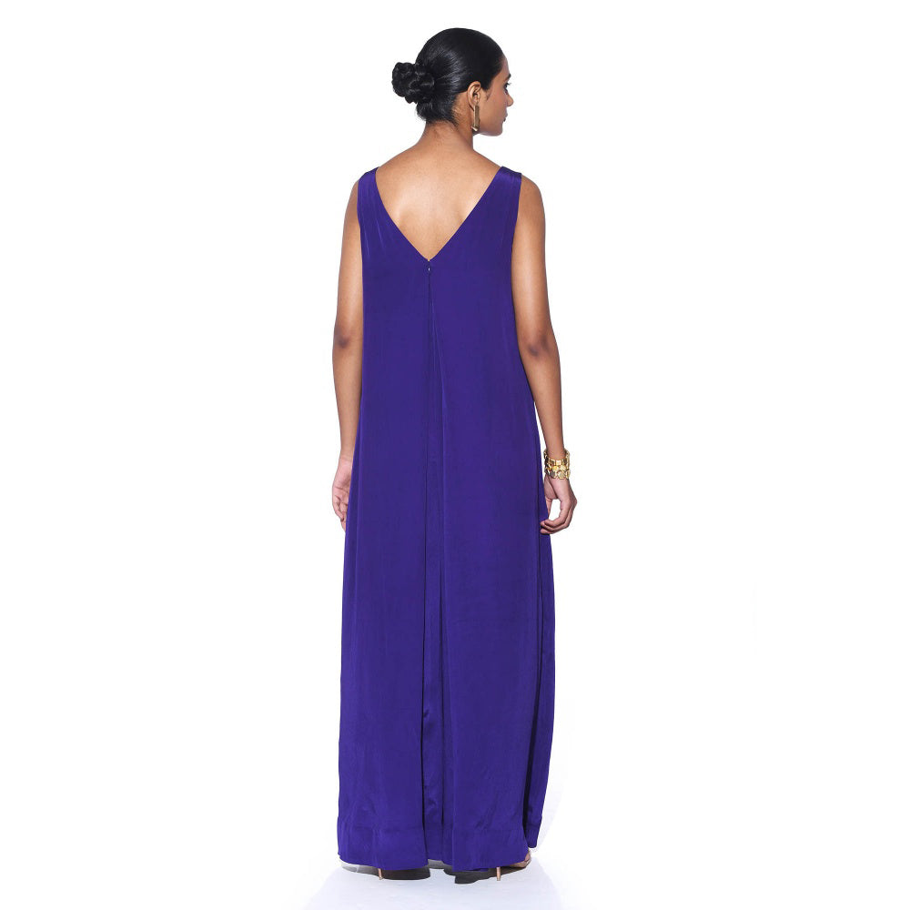 Siddhartha Bansal Aurora Navy Blue Solid Jumpsuit