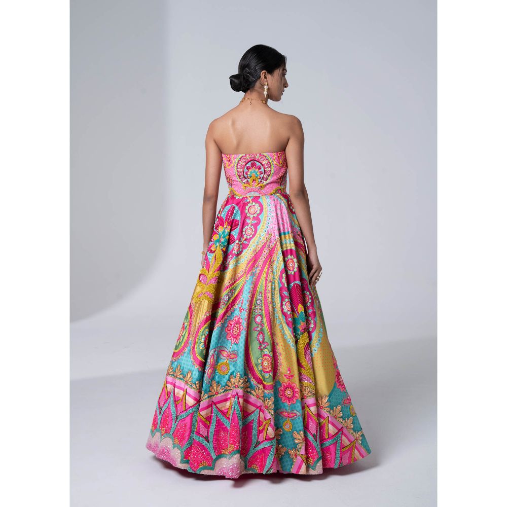 Siddhartha Bansal Mastani Pink & Ocean Electric Green Embroidered Gown