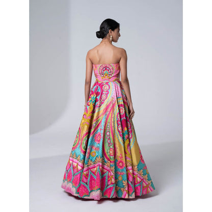 Siddhartha Bansal Mastani Pink & Ocean Electric Green Embroidered Gown
