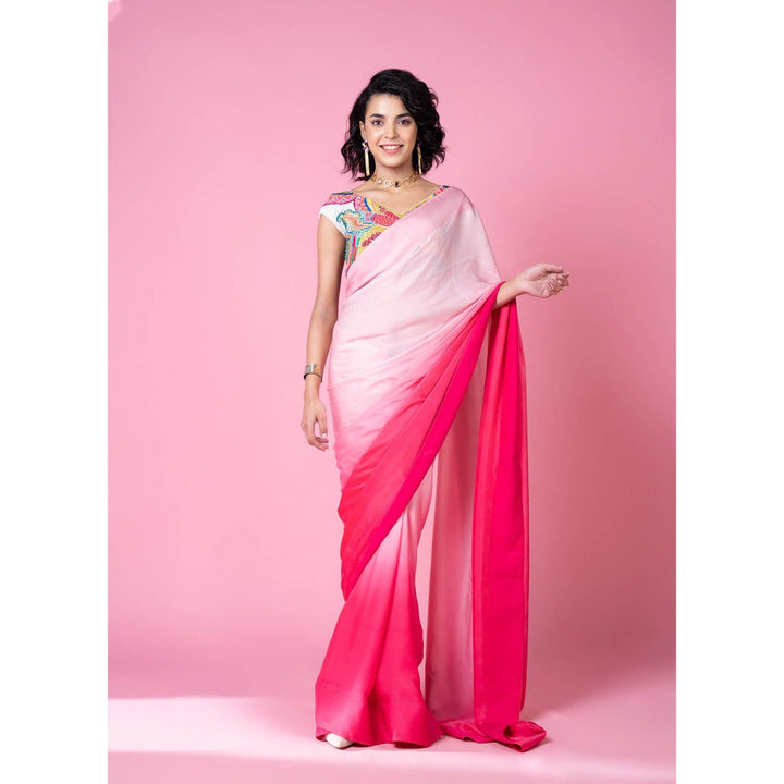 Siddhartha Bansal Mastani Pink Ombre Saree with Stitched Blouse