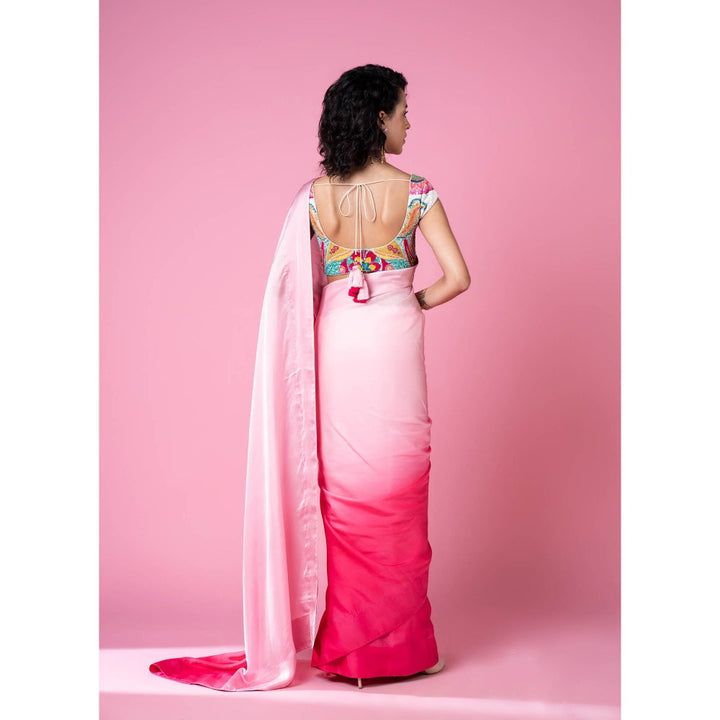 Siddhartha Bansal Mastani Pink Ombre Saree with Stitched Blouse