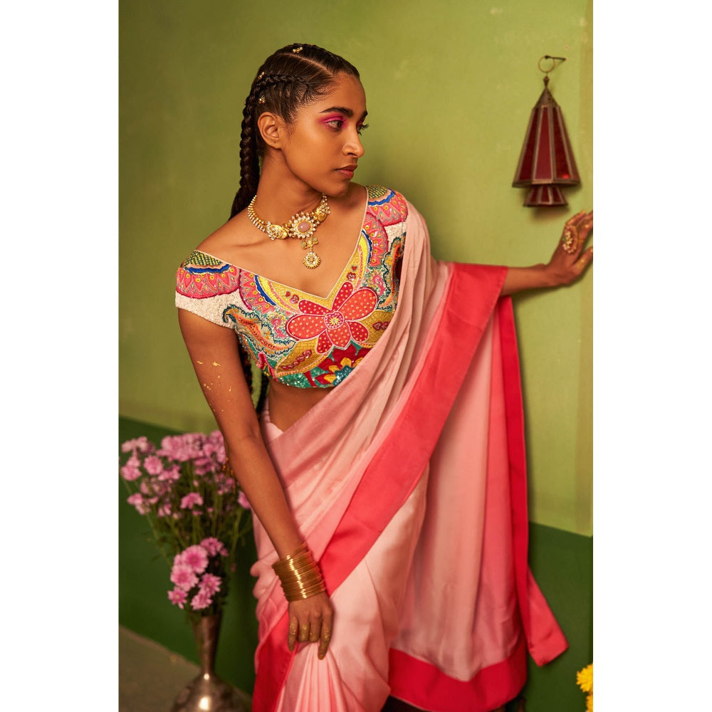 Siddhartha Bansal Mastani Pink Ombre Saree with Stitched Blouse