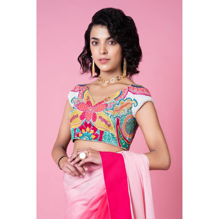 Siddhartha Bansal Mastani Pink Ombre Saree with Stitched Blouse