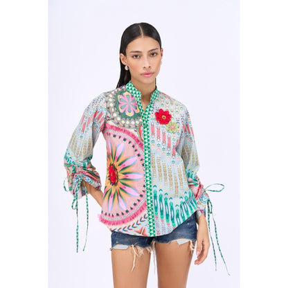 Siddhartha Bansal Green Floral Boy Friend Shirt