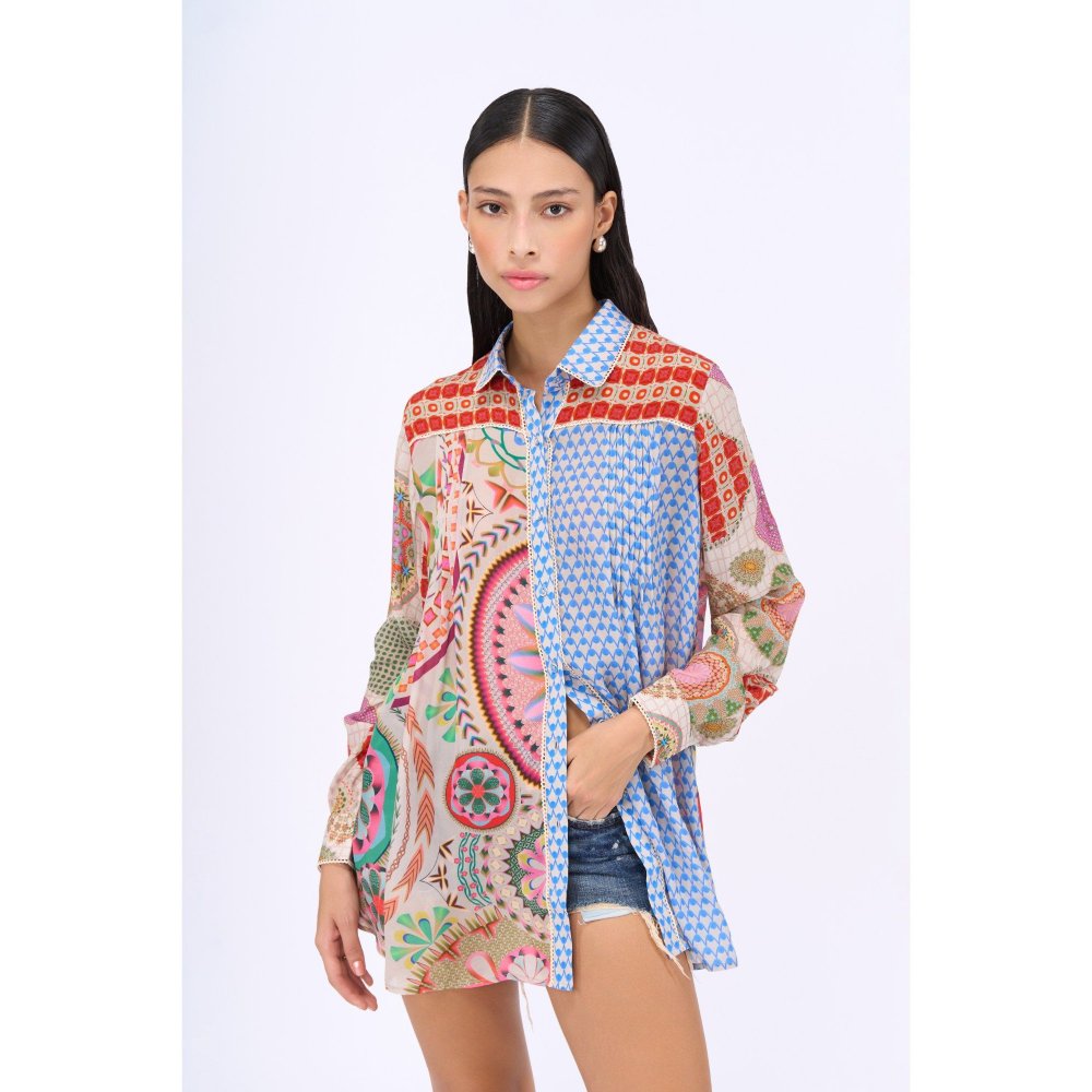 Siddhartha Bansal Blue Printed Tutti Frutti Shirt