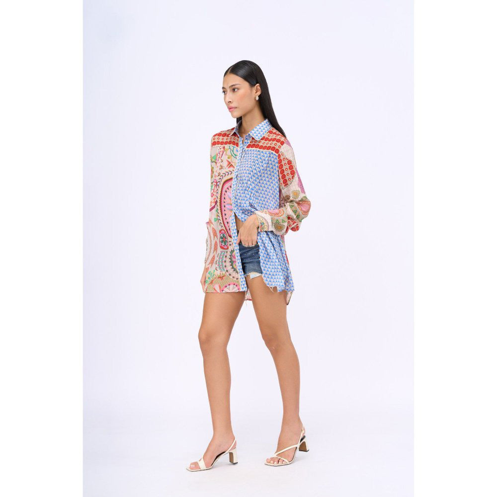 Siddhartha Bansal Blue Printed Tutti Frutti Shirt