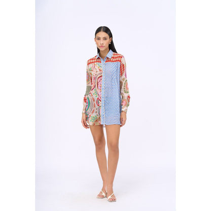 Siddhartha Bansal Blue Printed Tutti Frutti Shirt