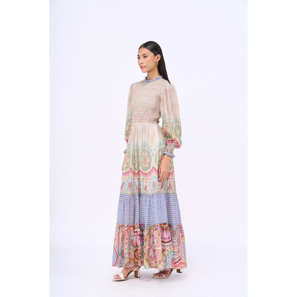 Siddhartha Bansal Multi-Colour Printed Free Fallin Tier Dress