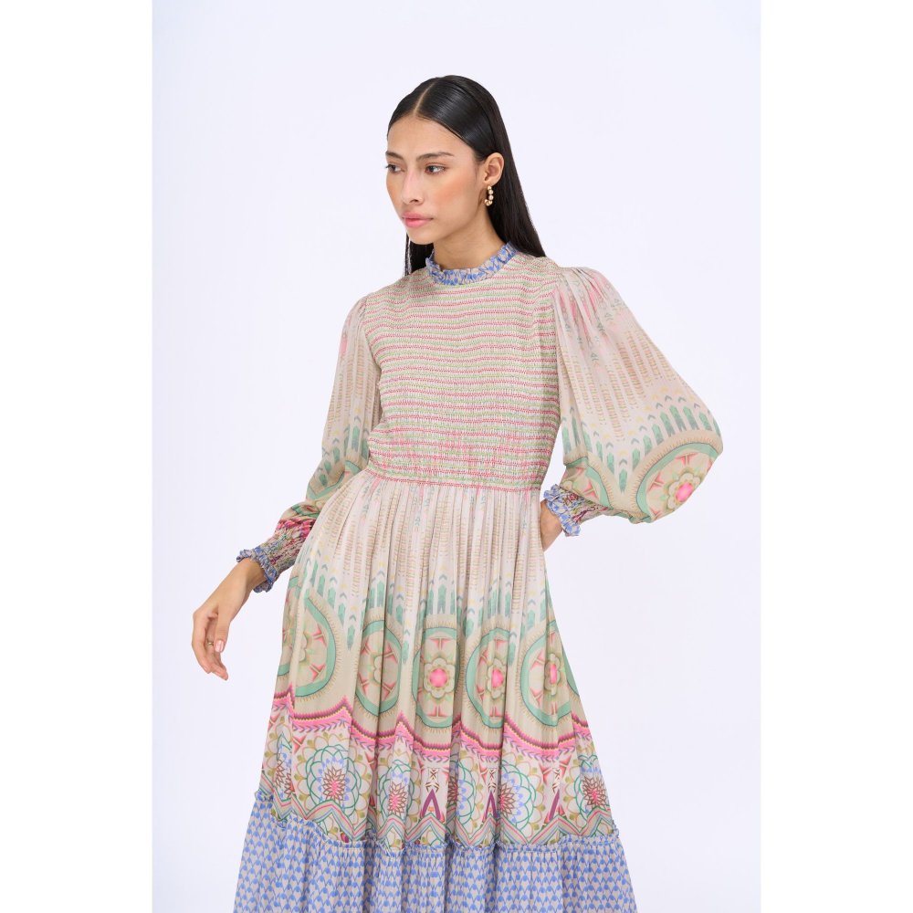 Siddhartha Bansal Multi-Colour Printed Free Fallin Tier Dress