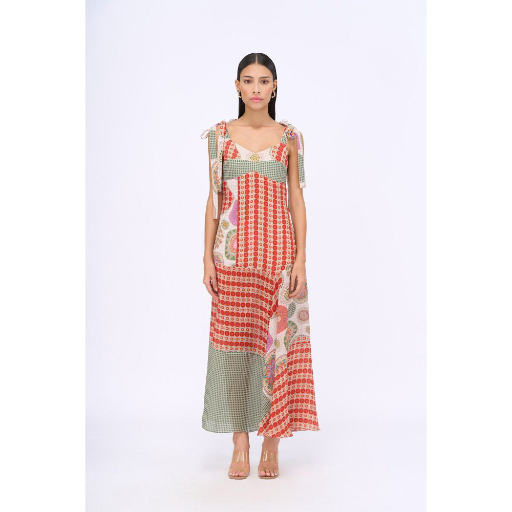 Siddhartha Bansal Orange Printed Vouge Dress