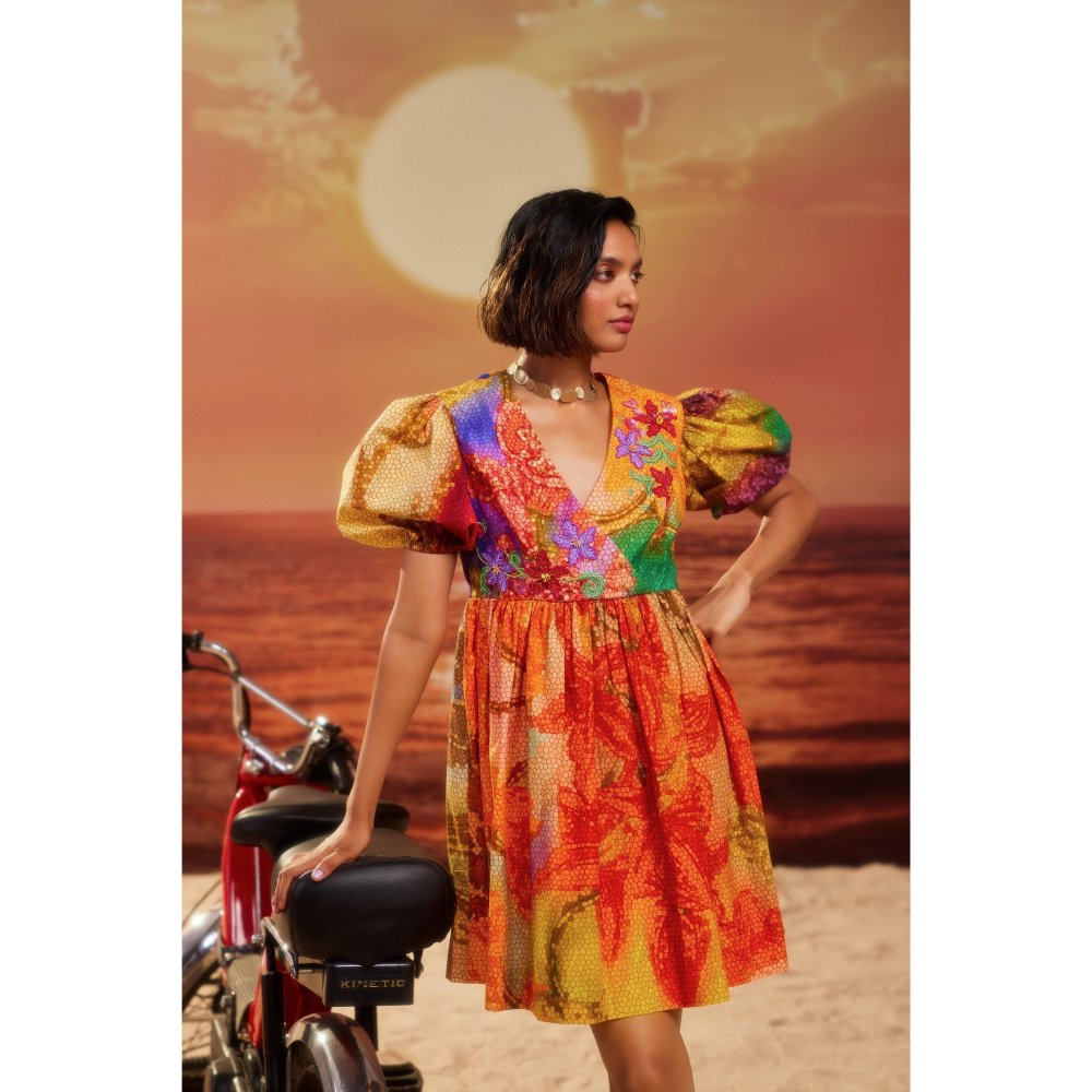 Siddhartha Bansal Multi-Colour Printed The Burble Dress