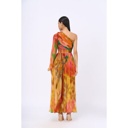 Siddhartha Bansal Orange Printed Sofia Maxi Dress