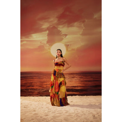 Siddhartha Bansal Multi-Colour Ruched Paradise Maxi Dress