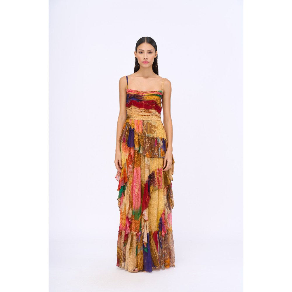 Siddhartha Bansal Multi-Colour Ruched Paradise Maxi Dress