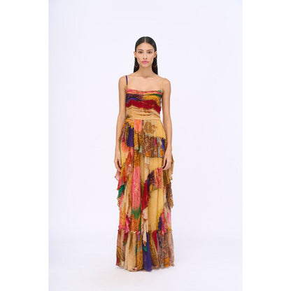 Siddhartha Bansal Multi-Colour Ruched Paradise Maxi Dress