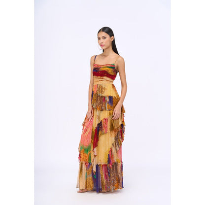 Siddhartha Bansal Multi-Colour Ruched Paradise Maxi Dress