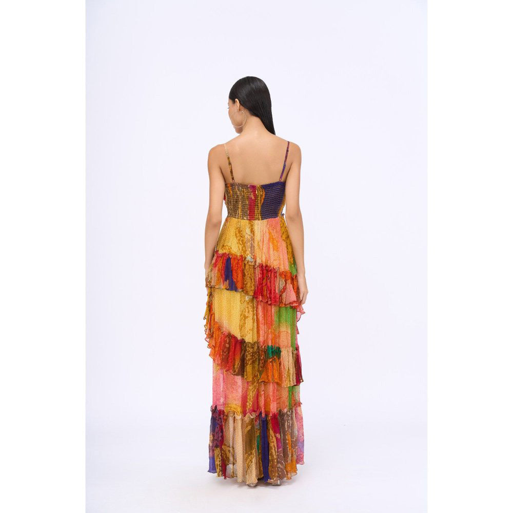 Siddhartha Bansal Multi-Colour Ruched Paradise Maxi Dress