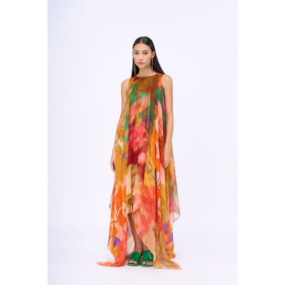 Siddhartha Bansal Multi-Colour Printed Breeze Handkerchief Dress
