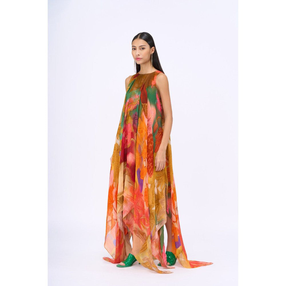 Siddhartha Bansal Multi-Colour Printed Breeze Handkerchief Dress