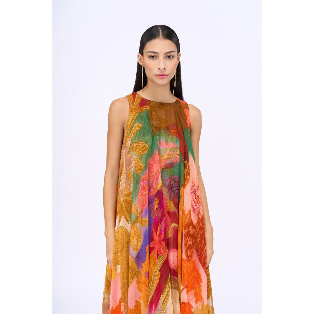 Siddhartha Bansal Multi-Colour Printed Breeze Handkerchief Dress