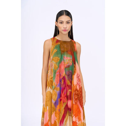 Siddhartha Bansal Multi-Colour Printed Breeze Handkerchief Dress