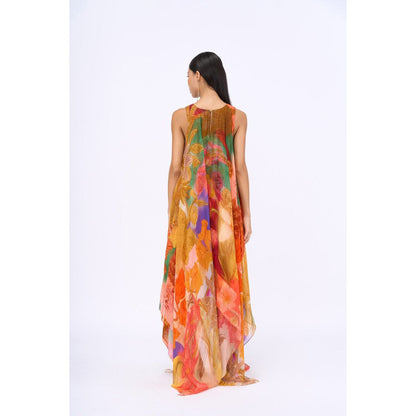 Siddhartha Bansal Multi-Colour Printed Breeze Handkerchief Dress
