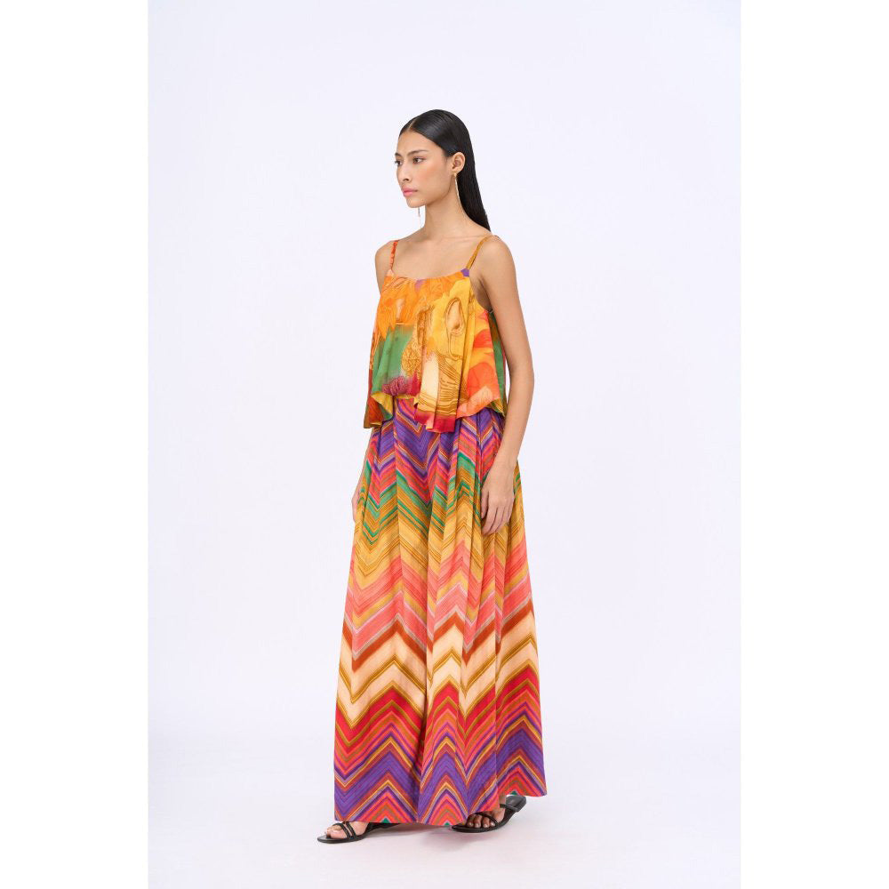 Siddhartha Bansal Multi-Colour Printed Cheverton Top with Palazzo (Set of 2)