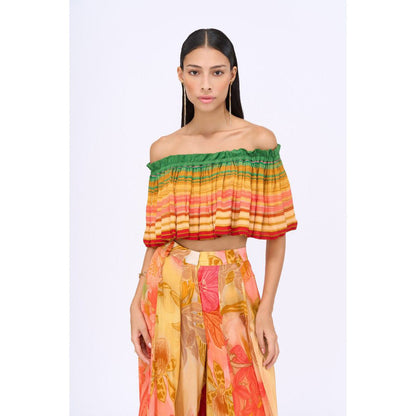 Siddhartha Bansal Multi-Colour Printed Love Struck Top with Flared Pant (Set of 2)