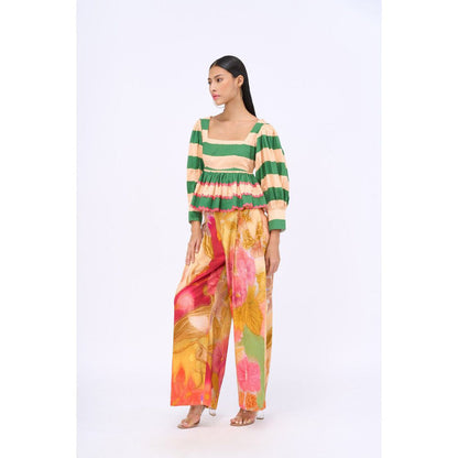 Siddhartha Bansal Multi-Colour Stripes Cabana Top with Pant (Set of 2)