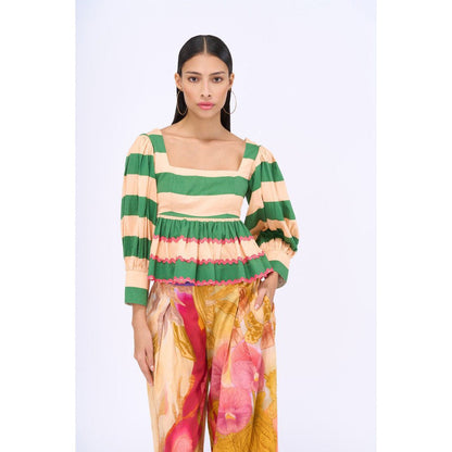 Siddhartha Bansal Multi-Colour Stripes Cabana Top with Pant (Set of 2)