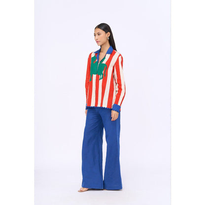 Siddhartha Bansal Blue Stripes Holy Cow Shirt with Pant (Set of 2)