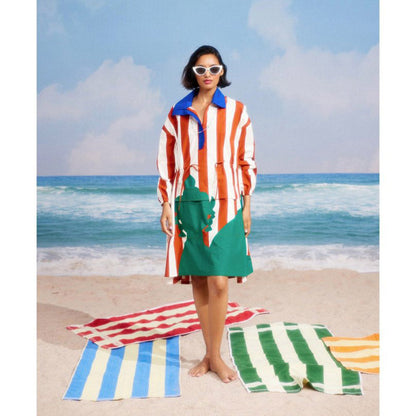 Siddhartha Bansal Orange Stripes Candy Crush Pullover Dress