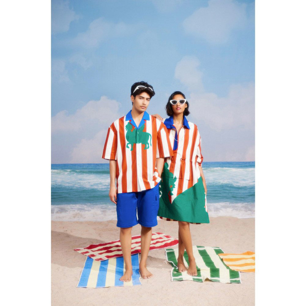 Siddhartha Bansal Orange Stripes Candy Crush Pullover Dress