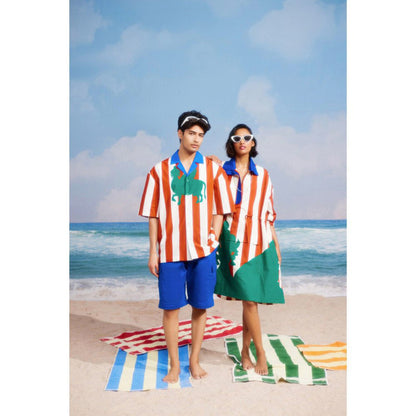 Siddhartha Bansal Orange Stripes Candy Crush Pullover Dress