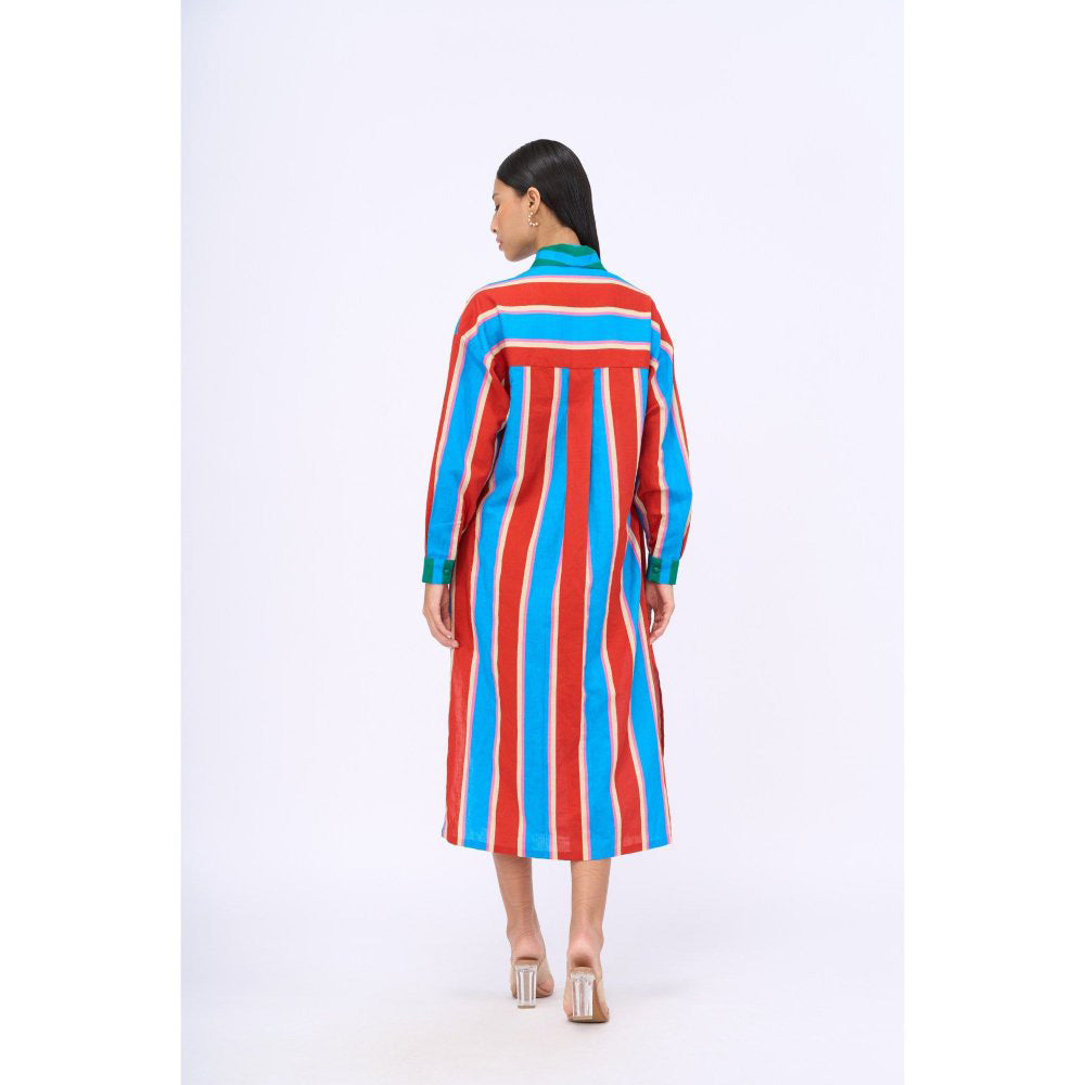 Siddhartha Bansal Blue Stripes Spicy Affair Midi Dress