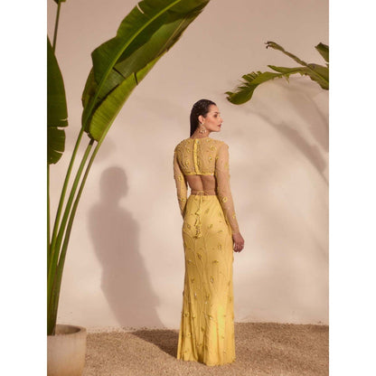 Silky Bindra Yellow Zelena Skirt with Blouse (Set of 2)