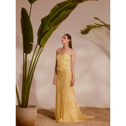 Silky Bindra Yellow Lani Corset with Skirt (Set of 2)