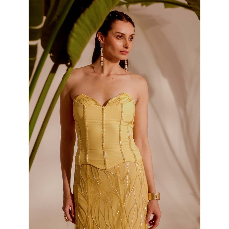Silky Bindra Yellow Lani Corset with Skirt (Set of 2)